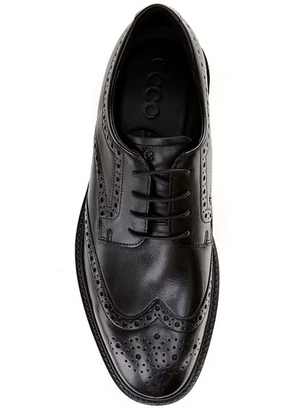 Ecco Biarritz Black Leather Wingtip Brogue Oxford Dress Shoes Size 43 (9-9.5)